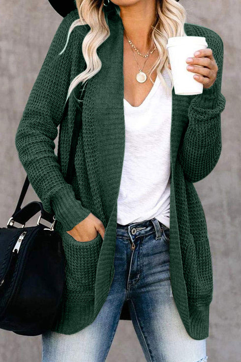 Pocket Knitted Solid Color Cardigan